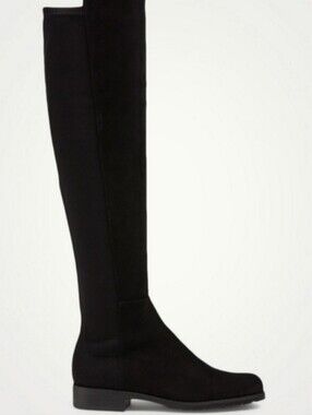 Stuart Weitzman Black Over-the-Knee Stretch Boots - Low Block Heel